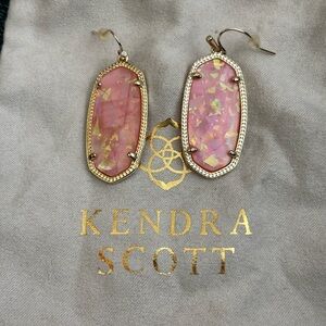 Kendra Scott Pink Iridescent Danielle-Style Gold Drop Earrings